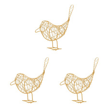 3Stk Vogelfigur Golden Drahtmodell - Und Wohnaccessoire