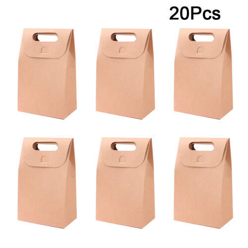 20Stk Papiertüten Faltbox Gebäckhalter Kraftpapier