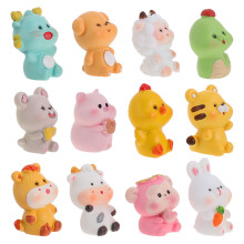 12Stk Auto Deko Resin Figuren Tier Ornamente Fürs Armaturenbrett