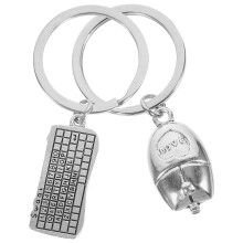2Stk Metall Keyboard Anhänger Schlüsselbund Silber Zinklegierung