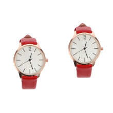 2Stk Frauen Uhr Rot Lederarmband Verstellbare Casual Damenarmbanduhr