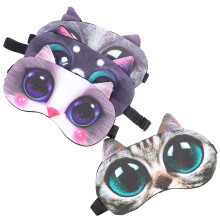 4Stk Baumwoll Schlafaugenmasken Katzenmotiv Verstellbar Farbenfroh