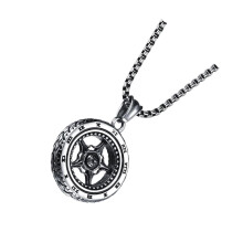 Titanstahl Herren Rad Anhänger Kette Punk Schmuck Accessoire