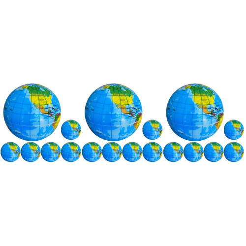 18Pcs Globe Shaped Stress Balls Bulk Educational Squeeze Toys Blue 2