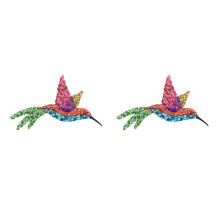 2Pcs Iron Art Hummingbird Wall Pendant Multi-Color Decorative Hanging