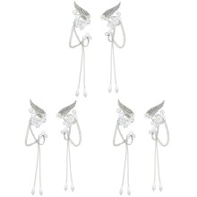 3Pairs Silver Ear Cuff Earrings Flower Design Non Piercing Ear Wraps