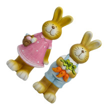 2Pcs Ceramic Bunny Figurines Assorted Color Garden and Desktop Decor