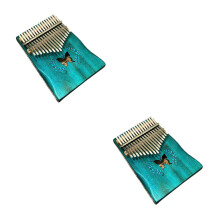 2Sets Green Mini Kalimba Thumb Piano 17 Keys Small Musical Instrument