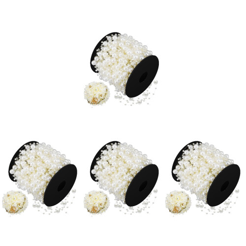 4Rolls Perlengirlande Beige Glänzende ABS Perlen Für Basteln Und