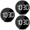 3Pcs Reflective Surface LED Screen Clock Black USB Voice Control Alarm 5