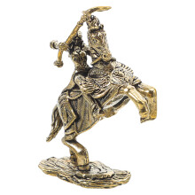 Golden Solid Brass Knight Riding Horse Figurine Mini Desktop Ornament