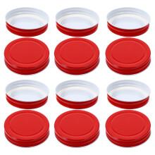 12Pièces Bouchons En Tôle Rouge, Couvercles Étanches Pour Bocaux Mason