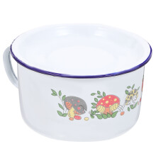 1Set Weiße Retro Emaille Schüssel Nudel- Und Lagerschüssel Mit Griff