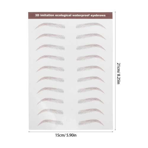 3Sheets Light Brown Eyebrow Decals Waterproof Peel Off 3D Simulation 1