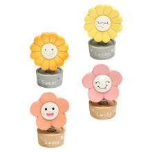 4Stk Resin Sonnenblumen Auto- Und Schreibtischdeko Wackelnd