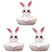3Pcs White Ceramic Soap Holder Rabbit Design Kitchen Soap Dish