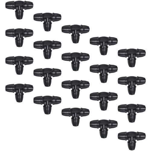 Irrigation Joints Barbed Tee Connectors Black 20pcs