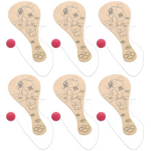 6Pièces Paddles En Bois Beige Jeux De Raquette Pour Enfants Et Loisirs