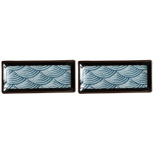 2Pcs Elegant Ceramic Sushi Plates for Home Sushi Display and Snacks