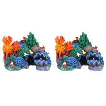 2Stk Fischbecken Resin Aquarium Felsen Grün Mit Korallen