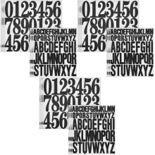 24Feuilles Stickers Lettres Numéros Adhésifs PVC Noir Polyvalents