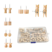 1Set Dekorative Holznadeln Mit Stahl Für Pinnwand, Fotos Und Dokumente