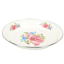 2Pcs Fine Workmanship Pink Enamel Food and Fruit Serving Tray for Home