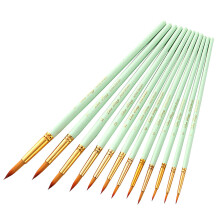 12Pcs Professional Paint Brushes With Wooden Handle And Nylon Bristles