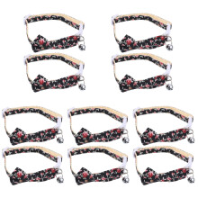 10Pcs Black Adjustable Cat Collar with Bell Cute Bow Tie for Pets