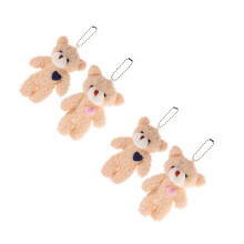 4Pcs Small Plush Bear Pendants Lightweight Bag and Keychain Charms