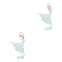 2Pcs Blue Resin Ballet Dancer Figurines Miniature Desktop Decoration