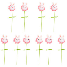 10Pcs Knitted Bunny Flower Multi Color Fake Crochet Bouquet for Home