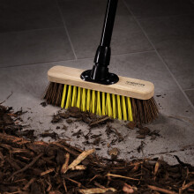 CHARLES BENTLEY BULLDOZER PRO 11" Dual Fill Broom Recycled PET & Bassine Bristles Telescopic Handle Made in Britain Outdoor Cleaning Garden Patio