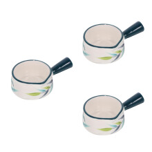 3Pcs Assorted Color Ceramic Milk Pots with Handle Easy Clean Pan