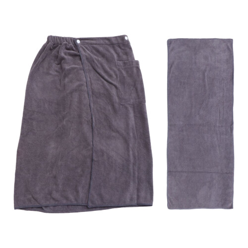 Comfortable Grey Microfiber Bath Skirt For Men Absorbent 1pc