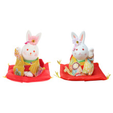 2Pcs Decorative Bunny Statues Japanese Style Rabbit Figurines for Car