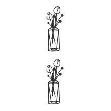 2Pcs Black Metal Iron Flower Wall Art Decorative Wall Ornament