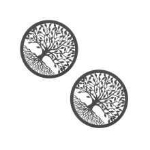 2Pcs Red Iron Wall Sculpture for Garden Home Wall Hanging Ornament