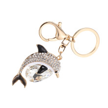 1Metal Dolphin Keychain White Crystal Rhinestone Durable Accessory