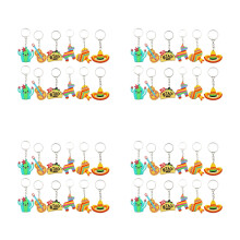48Pcs Assorted Color PVC Mexican Keychains Cute Cartoon Party Favors