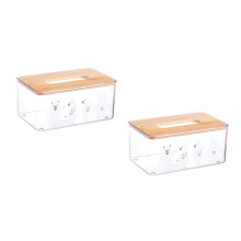 2Pcs Cartoon Design Tissue Holder Pet Transparent Paper Storage Box