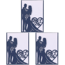 30Pcs Creative Dark Blue Hollow Wedding Invitation Paper Cards