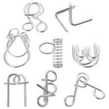 8Pcs Metal Puzzle Toys Silver Teasers for Adults and Kids