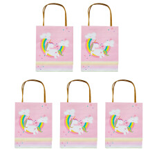 10St Roze Papieren Geschenkzakjes Met Eenhoorn Illustratie