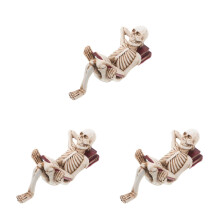 3Pcs White Resin Skull Ornaments for Car Home Decor Halloween Skeleton