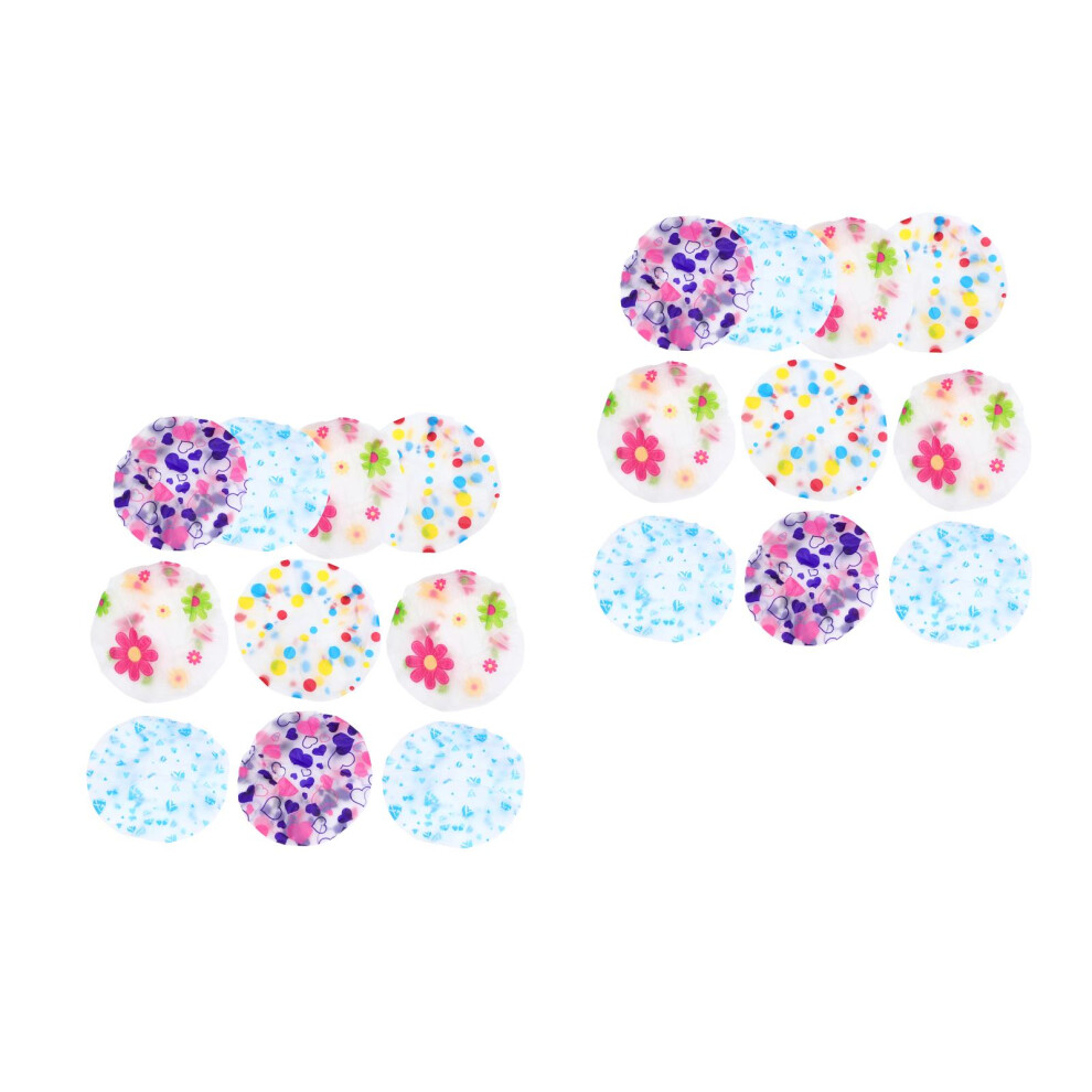 Solustre 20Pcs Cartoon Print Bathing Hair Caps Waterproof Elastic Shower Bonnet