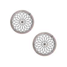 2Pcs Vintage Iron Flower Shaped Wall Ornament Multi Color Indoor Decor