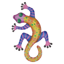 3Pcs Red Iron Wall Ornament Gecko Shape Home Wall Accent