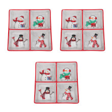 3Pcs Assorted Color Ceramic Tray Divided Fruit Snack Serving Plate