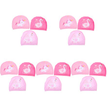 15Pcs Pink Decorative Swim Caps Cartoon Polyester Portable Kids Hats